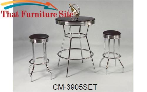 Retro Bar Table and 2 Barstools by Crown Mark  | Austin
