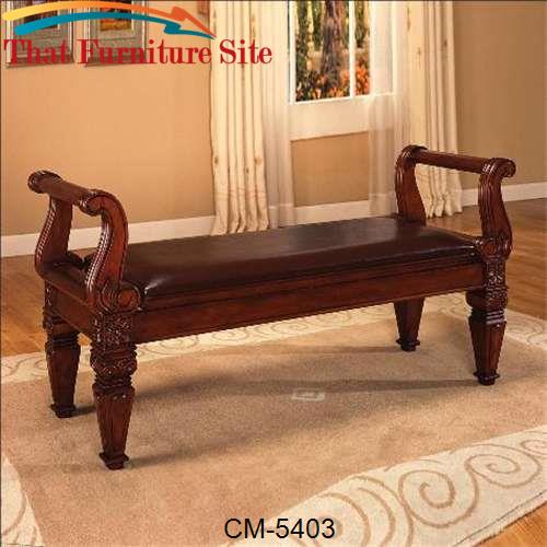 Neo Renaissance Leather Bench With Leather Seat by Crown Mark  | Austi