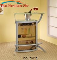 Bar Units and Bar Tables Contemporary Silver Metal Bar Unit with Glass Top by Coaster Furniture 