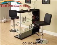 Bar Units and Bar Tables Rectangular Bar Unit with 2 Shelves and Wine Holder by Coaster Furniture 