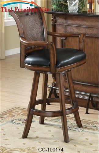 Clarendon Traditional Bar Stool with Leather Seat by Coaster Furniture