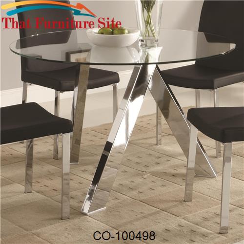 Vance Contemporary Glass-Top Dining Table with Chrome Base by Coaster 