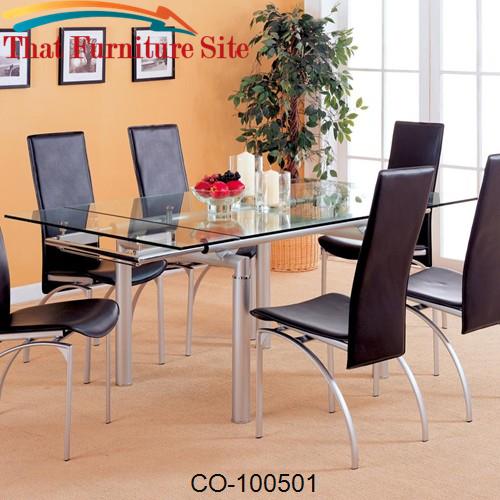 Himmarshee Glass Dining Table with 2 Pullout Extensions by Coaster Fur