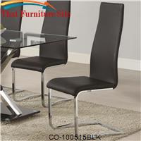 Modern Dining Black Faux Leather Dining Chair with Chrome Legs by Coaster Furniture 