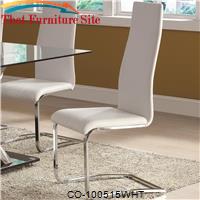 Modern Dining White Faux Leather Dining Chair with Chrome Legs by Coaster Furniture 