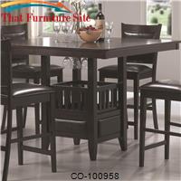 Jaden Square Counter Height Table with Center Storage Cabinet by Coaster Furniture 