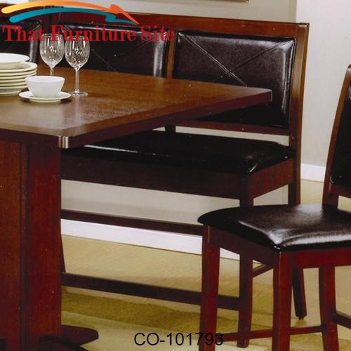 Lancaster Counter Height Dining Bench with Faux Leather Back and Seat 