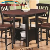 Addison Round Counter height Table with One 18-Inch Extension Leaf &amp; Storage Pedestal Base by Coaster Furniture 