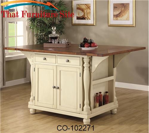 Kitchen Carts Two-Tone Kitchen Island with Drop Leaves by Coaster Furn