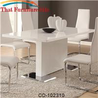 Modern Dining White Dining Table with Chrome Metal Base by Coaster Furniture 