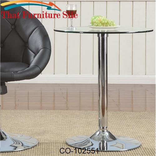 Dining Chairs and Bar Stools Glass Table with Chrome Base by Coaster F