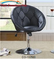 Dining Chairs and Bar Stools Contemporary Round Tufted Black Swivel Chair by Coaster Furniture 
