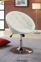 Dining Chairs and Bar Stools Contemporary Round Tufted White Swivel Chair by Coaster Furniture 