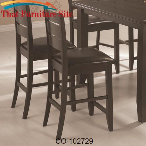 Page Contemporary Counter Height Stool with Slat Back and Padded Seat 