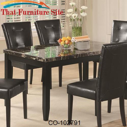 Anisa Dining Table with Black Faux Stone Top by Coaster Furniture  | A