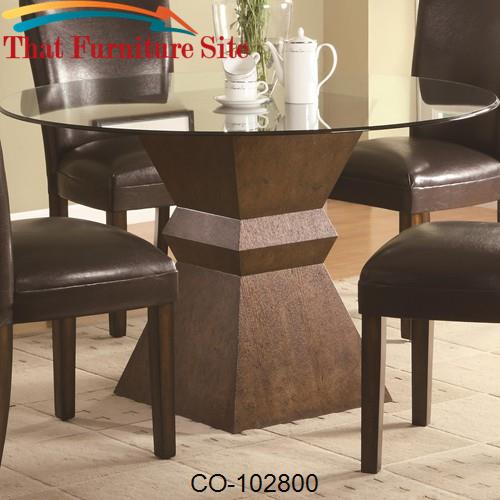 Nicolette Round Glass Top Dining Table with Ash Veneer Base by Coaster