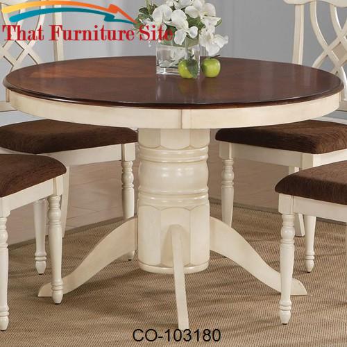 Addison Round Single Pedestal Dual-Tone Dining Table by Coaster Furnit