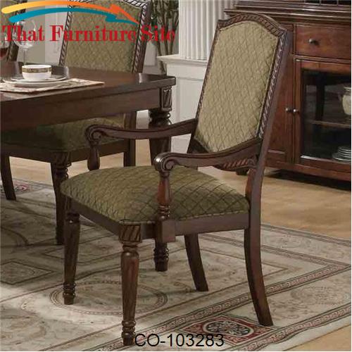 Keely Traditional Dining Arm Chair with Carved Detail by Coaster Furni