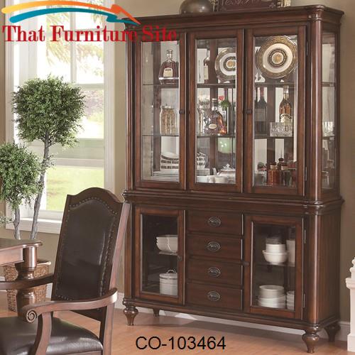 Anson Transitional China Cabinet with Five Glass Doors and Mirrored Ba