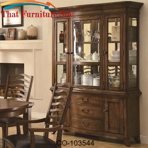 Avery Casual China Cabinet with Three Drawers and Mirrored Back Panels