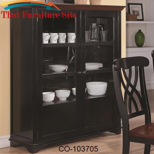 Addison Two-Door Display Curio with Glass &amp; Wood Panel Storage Spaces 