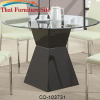 Ophelia Contemporary Round Glass Top Dining Table with Black Pedestal by Coaster Furniture 