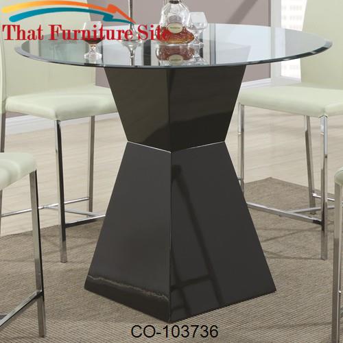 Ophelia Contemporary Glass Top Pub Table with Black Base by Coaster Fu