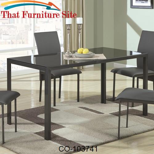 103740 Contemporary Metal Dining Table with Glass Top by Coaster Furni