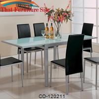 Sunrise Frosted Glass Dining Table with Metal Extensions by Coaster Furniture 