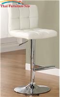 Bar Units and Bar Tables Contemporary Adjustable Cream Stool with Padded Straight Line Back by Coaster Furniture 