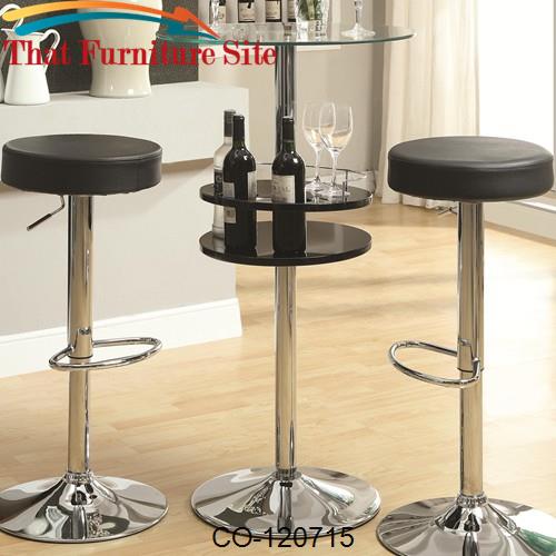 Bar Units and Bar Tables Black Bar Table with Tempered Glass Top and S