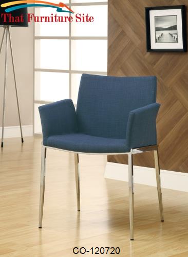 Dining 120 Navy Upholstered Dining Chair with Chrome Legs by Coaster F