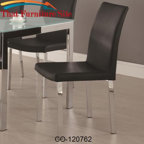 Bryn Dining Side Chair with Megal Legs and Faux Black Leather by Coast