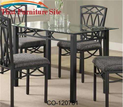 Blake Dining Table with Metal Base and Glass Top by Coaster Furniture 