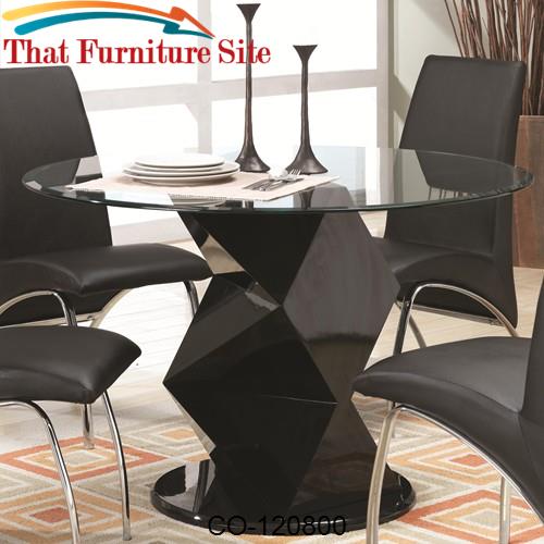 Ophelia Contemporary Glass Top Dining Table with Zigzag Pedestal by Co