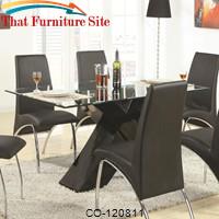 Ophelia Contemporary Glass Top Dining Table with Black X Pedestal by Coaster Furniture 