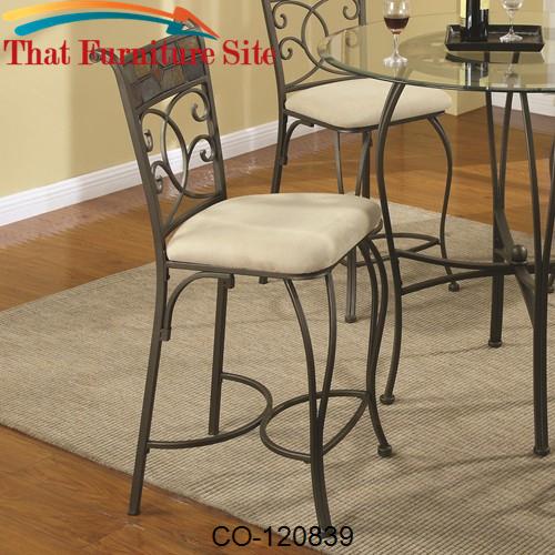 120830 Counter Height Stool with Upholstered Fabric Cushion Seat by Co