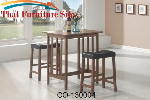 Bar Units and Bar Tables 3 Piece Bar Table and Stool Set by Coaster Fu