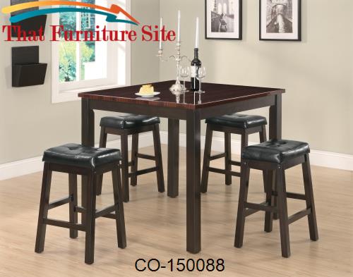 Sophia 5 Piece Rosewood Style Counter Height Dining Set by Coaster Fur
