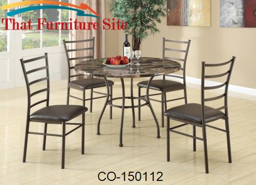 Dinettes 5 Piece Dining Set w/ Round Table and 4 Side Chairs by Coaste