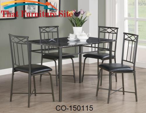 Dinettes 5 Piece Dining Set w/ Leg Table and 4 Side Chairs by Coaster 