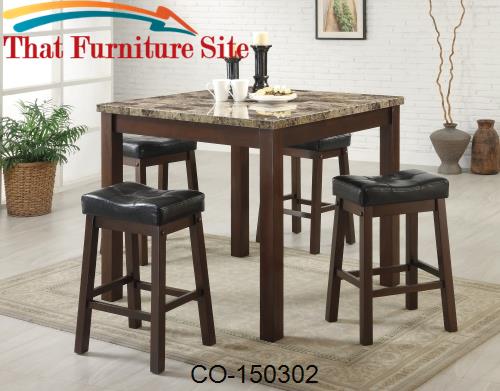 Sofie 5 Piece Marble Look Counter Height Dining Set by Coaster Furnitu