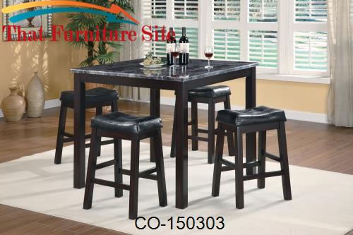 Sophia 5 Piece Marble Look Counter Height Dining Set by Coaster Furnit