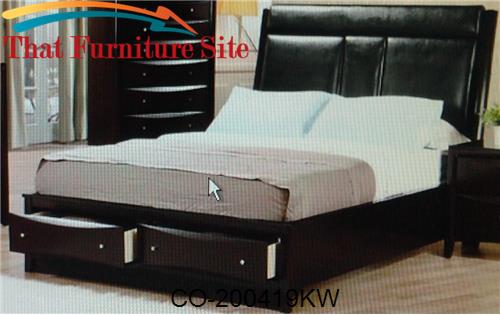 Phoenix California King Upholstered Storage Platform Bed by Coaster Fu
