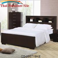 Jessica King Contemporary Bed with Storage Headboard and Built in Lighting by Coaster Furniture 
