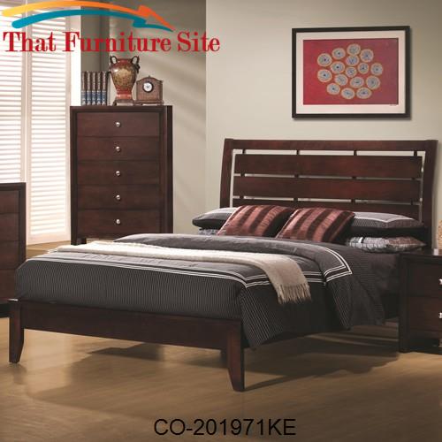 Serenity King Platform Style Bed with Cut-Out Headboard Design by Coas