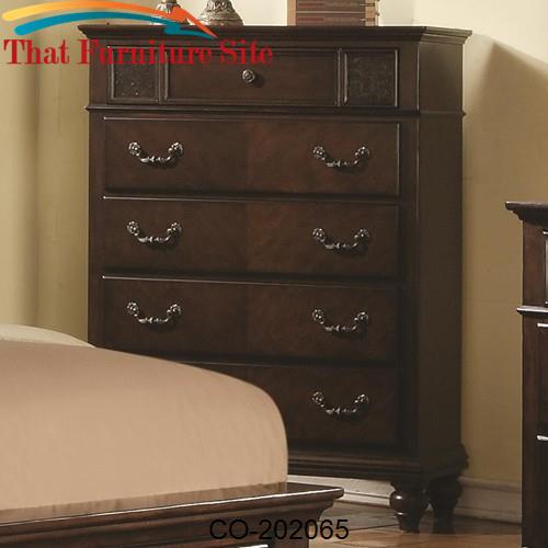 Sidney Drawer Chest with 5 Drawers and Dark Cherry Finish by Coaster F