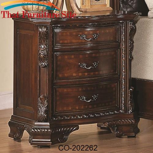 Maddison Nightstand w/ Carved Wood Detailing by Coaster Furniture  | A