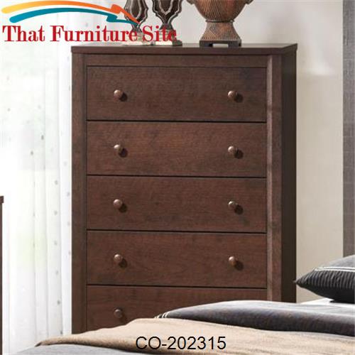 Remington 5 Drawer Chest w/ Round Wood Knobs by Coaster Furniture  | A