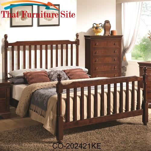 Montgomery King Wood Bed w/ Finials by Coaster Furniture  | Austin